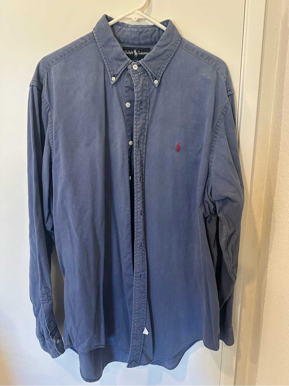Vintage Ralph Lauren Men’s Long-Sleeve Button-Down Shirt Denim Blue